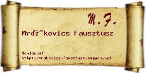Mrákovics Fausztusz névjegykártya